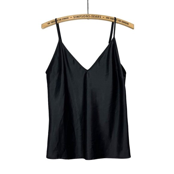 Zara Womens Satin V-Neck Cami Black Medium Date Night - Picture 1 of 4